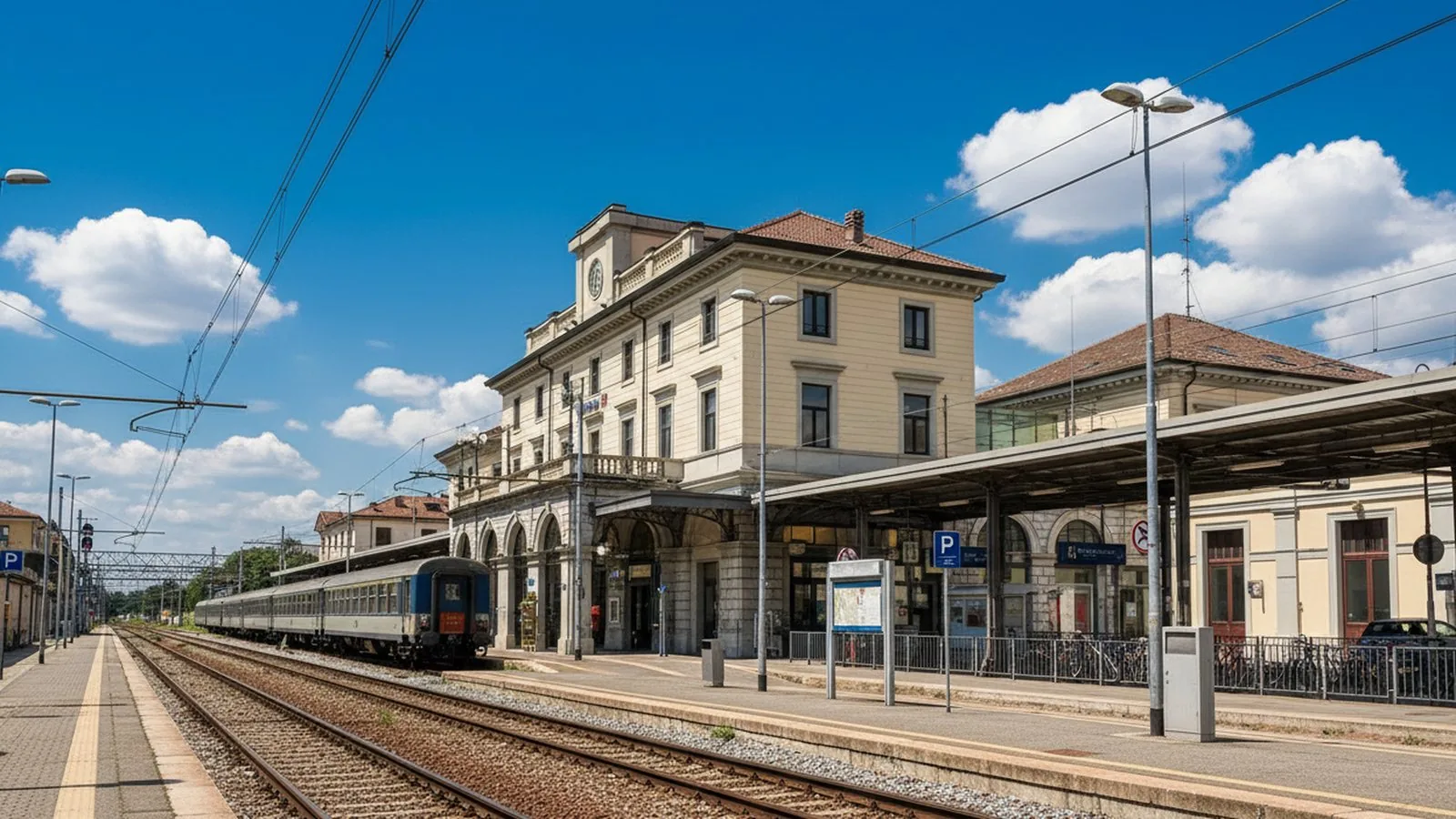 La stazione ferroviaria di Novara vista dai binari